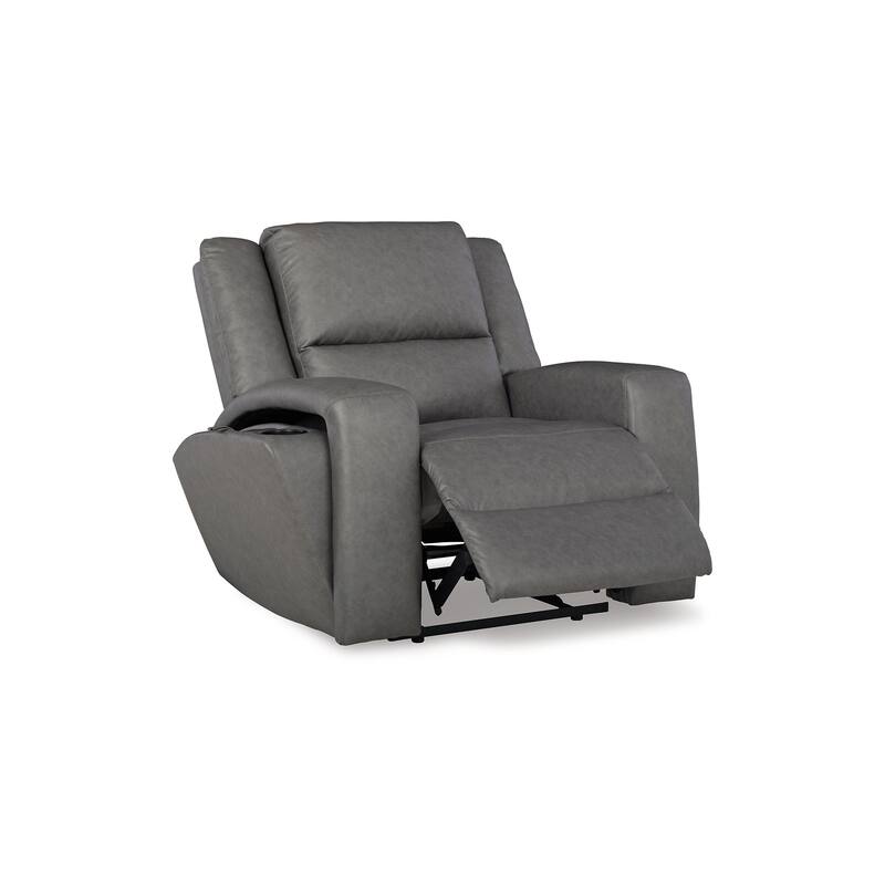 Vance Manual Recliner Chair, Gray Faux Leather, Pillow Top Headrest