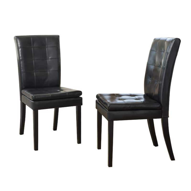 Set of 2 PU-Leather Upholstered Dining Chair with Wood Legs