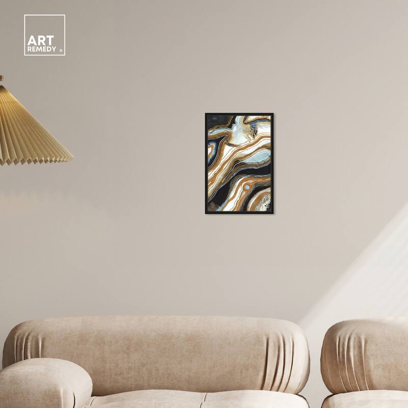 Art Remedy Black And Gold I Framed Mineral, Agate & Geode 1 Piece Canvas Wall Art