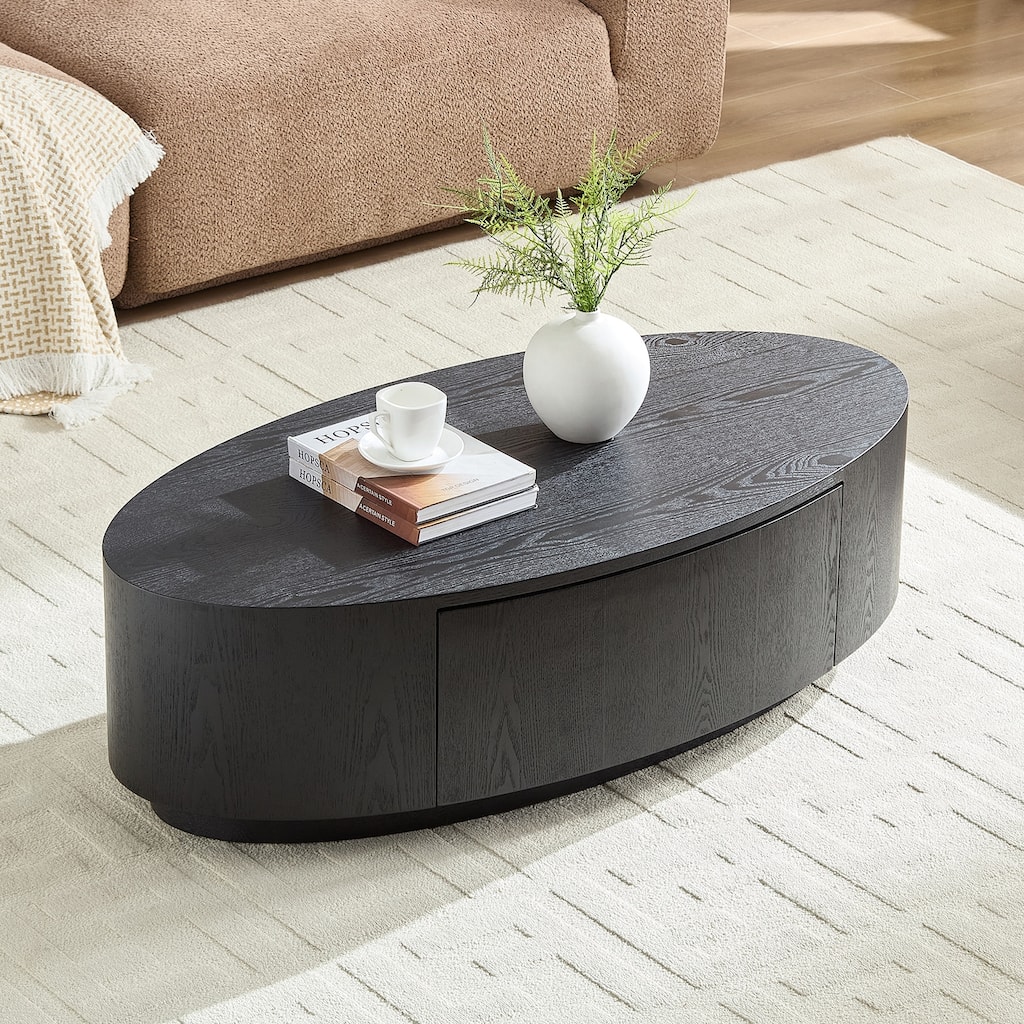 Rossetta Modern Elegant Classic Color Schemes Oval Coffee Table with Single Practical Drawer
