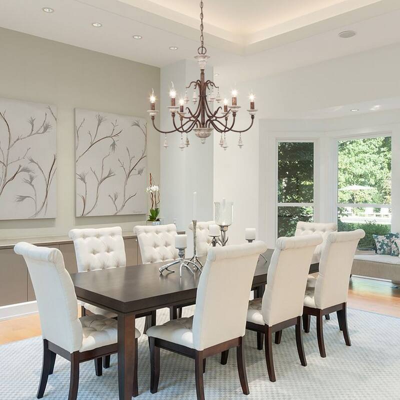 Farmhouse 6-Light Wood Chandelier French Country Candle Ceiling Light for Dining Room - D 26.5" x H 22.5"