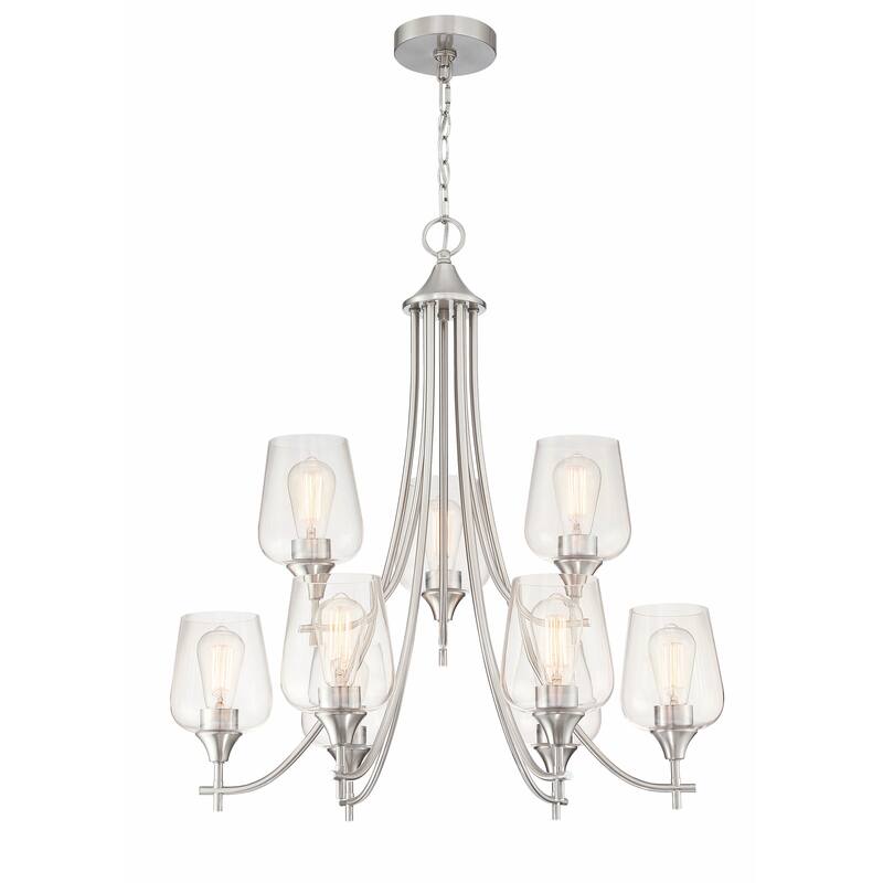 9 Light Shaded Tiered Chandelier