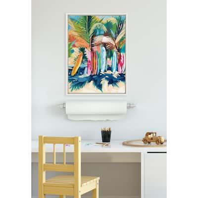 Kate and Laurel Sylvie Surf Sand Framed Canvas by Rachel Christopoulos