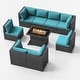 preview thumbnail 130 of 154, FINCATI Outdoor High-back Wicker Patio Sectional Set, 500 lbs Luxury Oversized Conversation Set, Spacious Couch Set