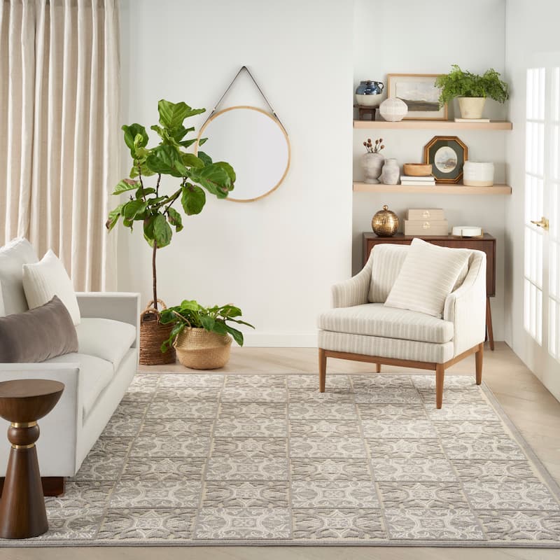 Nourison Aloha Indoor/outdoor Grey Geometric Area Rug