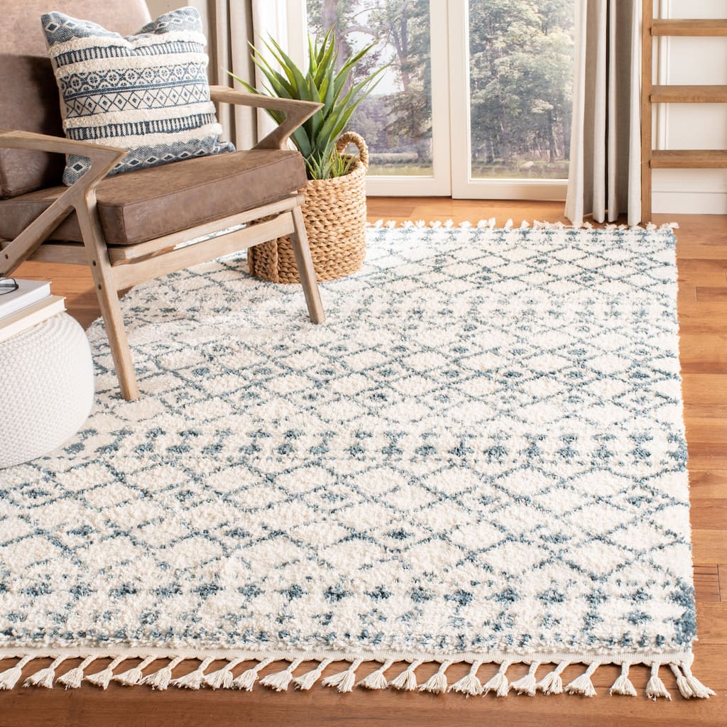 SAFAVIEH Berber Fringe Mirveta Liller Trellis Area Rug - 4' x 6'