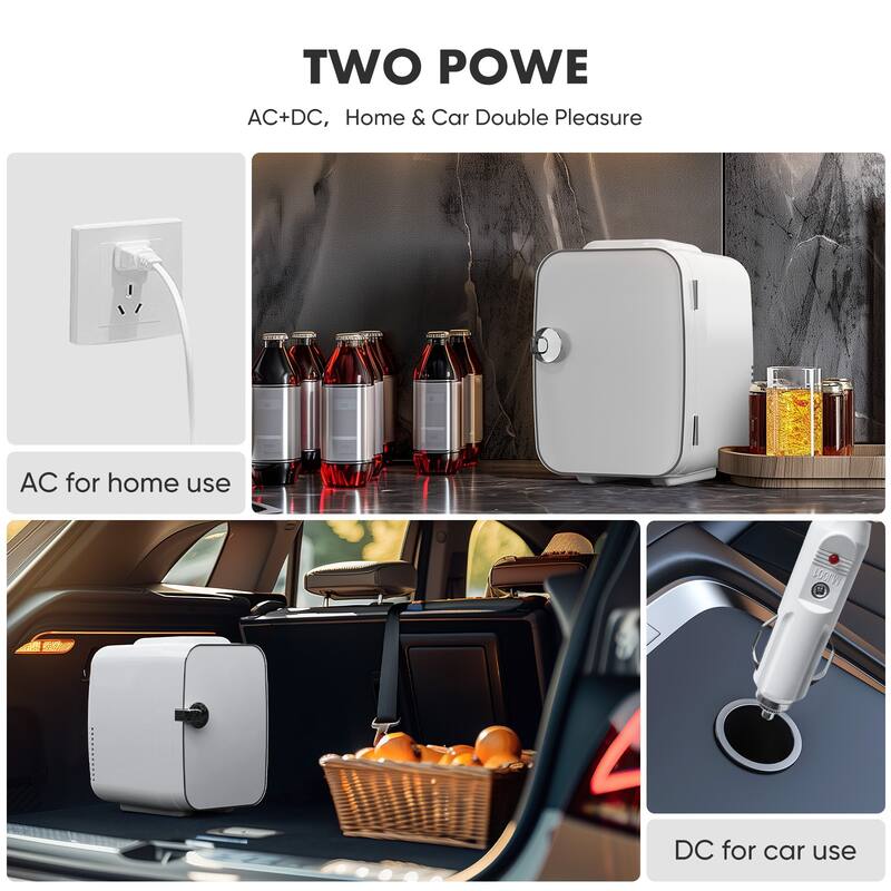 Portable Mini Refrigerator, 4L/6 Can Cooler & Warmer Fridge for Bedroom, Dorm, Car, Office