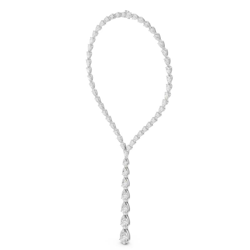 Auriya 14K Gold Lab Grown Pear-shaped Lariat Diamond Tennis Necklace 172.1/7 ct. tw. (F-G VS)