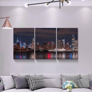 3 Pieces 32 x 48 Canvas Prints City Night Scape Wall Art Decor - Bed ...