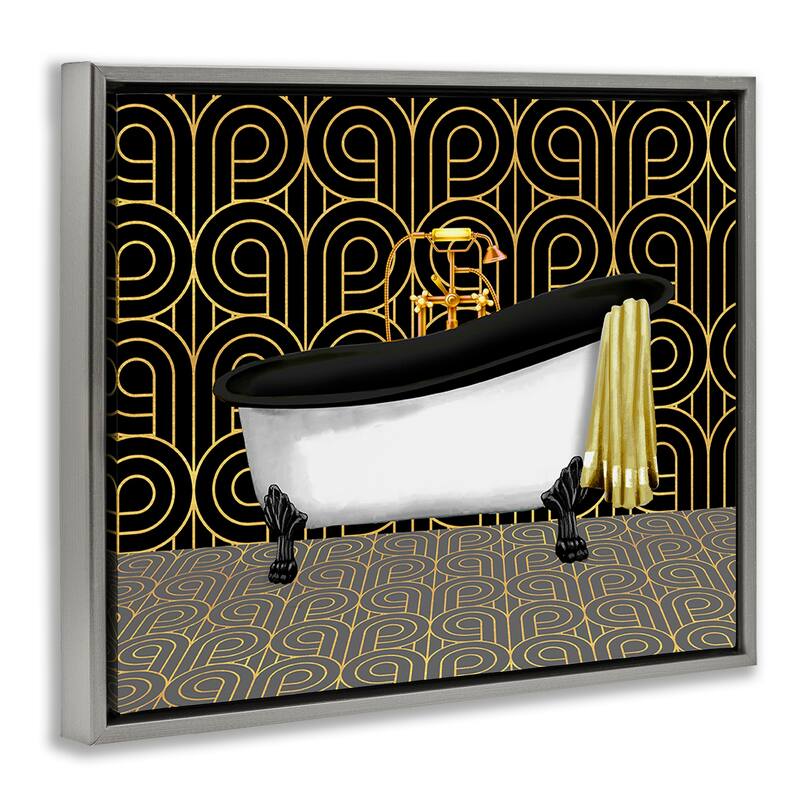 Stupell Bathroom in Deco Style Framed Floater Canvas Wall Art Design By Conrad Knutsen