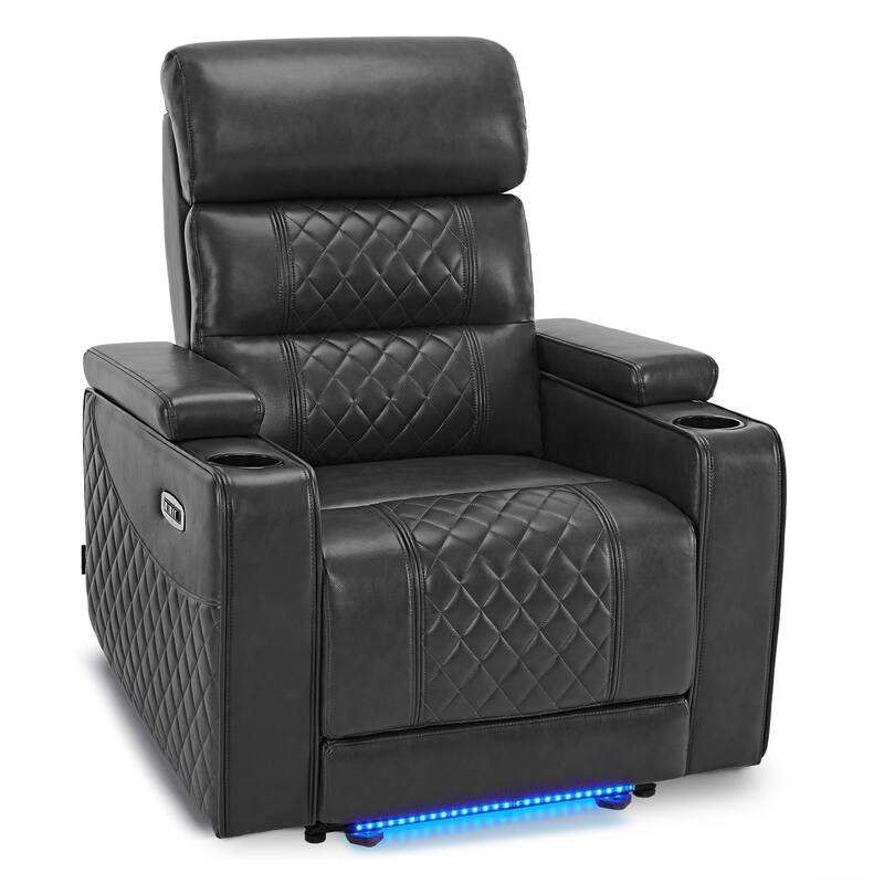 MCombo Power Recliner Chair, Electric Reclining Sofa with Adjustable Headrest and USB & Type Port, Faux Leather HTS432