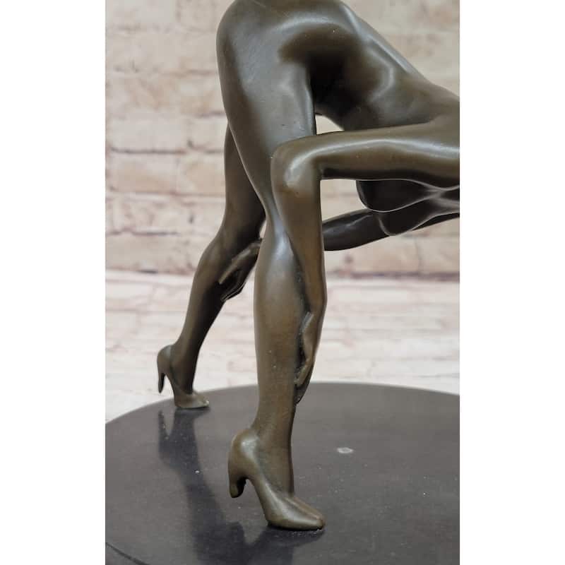 Signed Original Mavchi Nude Girl Bronze Sculpture Marble Base Figurine Figure 7 Inches X 9 Inches