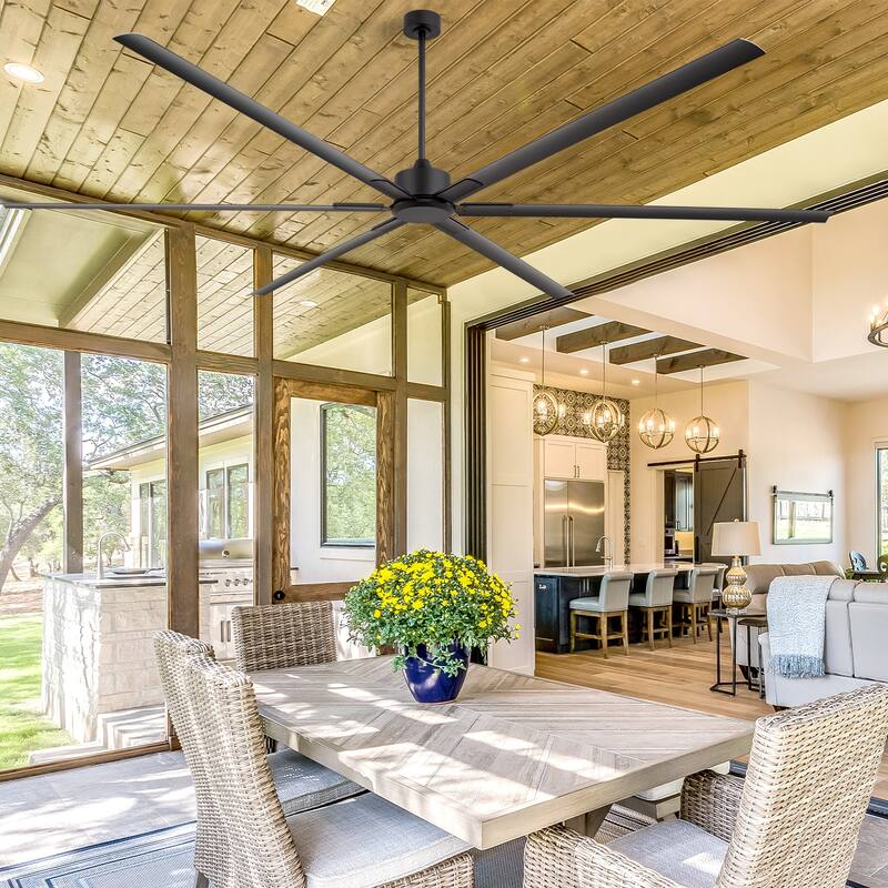 Large 96/120-inch Industrial Ceiling Fan without Light with Remote (6/8-Aluminum Blades)
