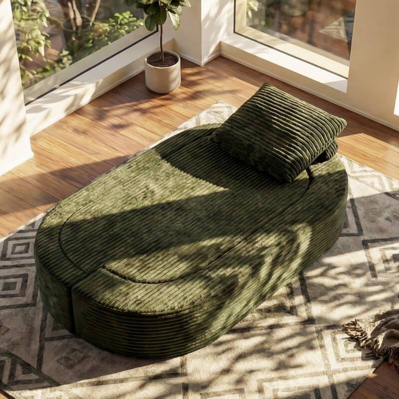 78.74" Corduroy 2-in-1 Convertible Sofa, No Assembly Required