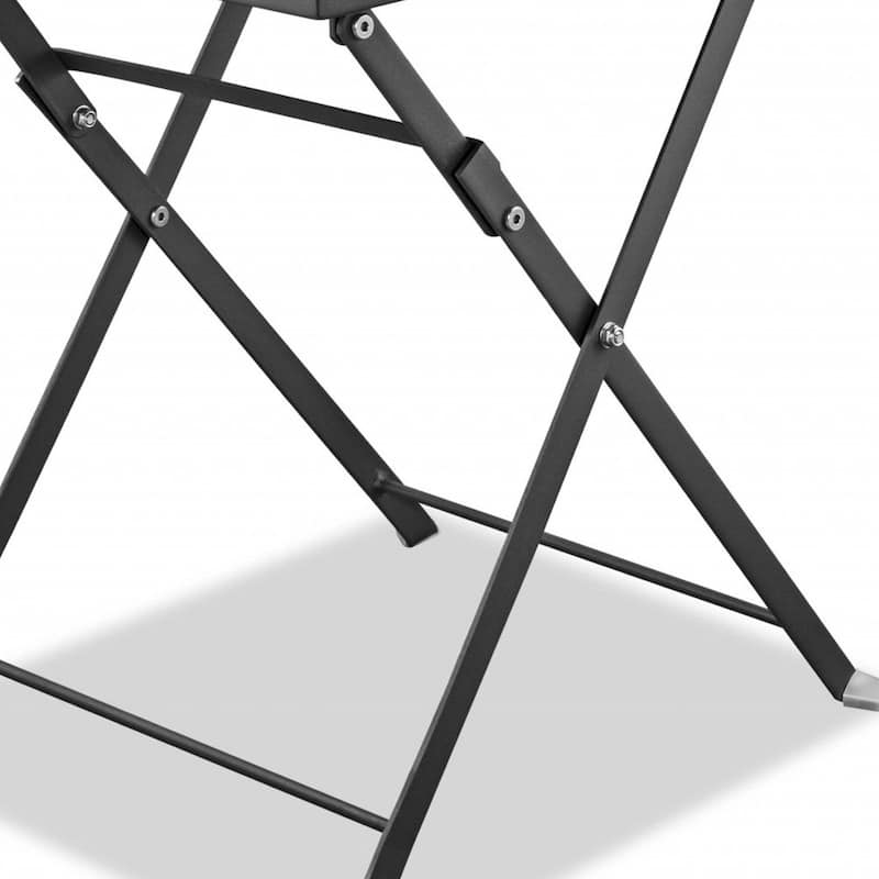 16” Folding Square End Table with Gray Stainless Steel Top and Cross Legs for Living Room or Outdoor Use - 16”L x 16”W x 18”H