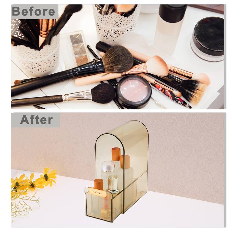 Makeup Organizer Dust-proof Makeup Organizer for Vanity Holder for Lotions Brown - 6.69"x3.94"x9.84"