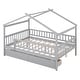 preview thumbnail 7 of 13, Gray Full Solid Wood House Bed with Two Drawers