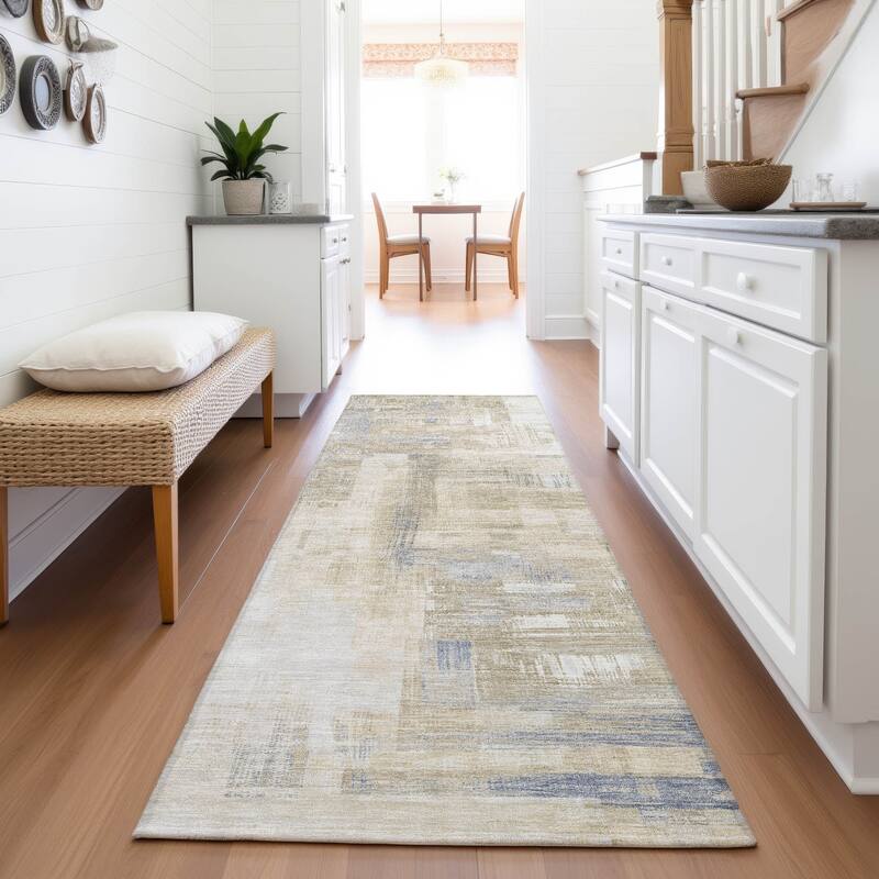 Premium Washable Super Soft Abstract Glam Mayfield Rug - Ivory - 2'3" x 7'6"