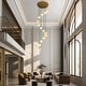 preview thumbnail 14 of 19, KAYLA Luxury 14-Light Alabaster Globe Chandelier in Vintage Copper Finish, Grand Pendant Light for Stairwells or Foyers - 138in
