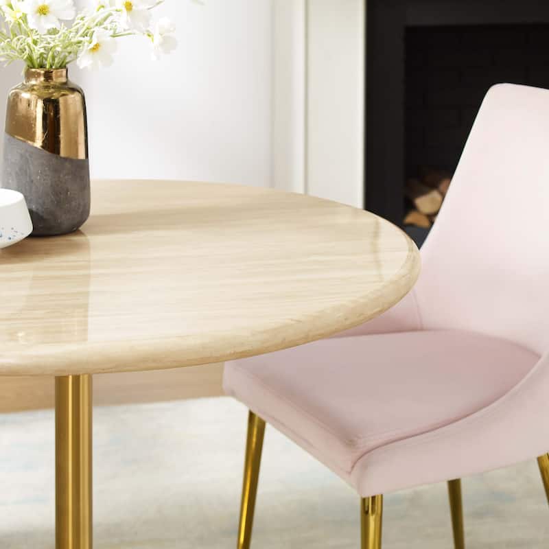 Lippa 36" Round Artificial Travertine Dining Table