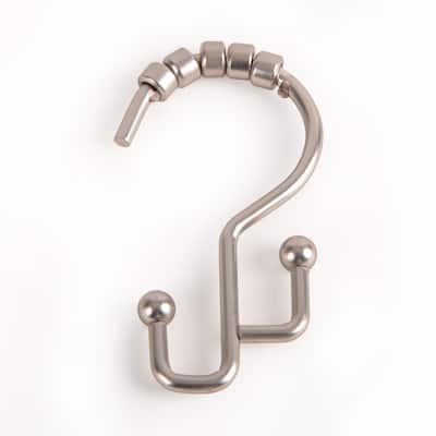 Utopia Alley Double Roller Shower Hook, Brushed Nickel - Brushed Nickel