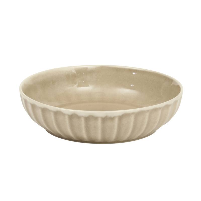 Gibson Elite Malibu Shore 16 Piece Scallop Stoneware Reactive Glaze (Service for 4) Ceramic Plates and Bowls Dinnerware Set