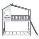 preview thumbnail 3 of 21, Playhouse Inspired Twin over Twin Wooden Bunk Bed with Roof, Window & Ladder