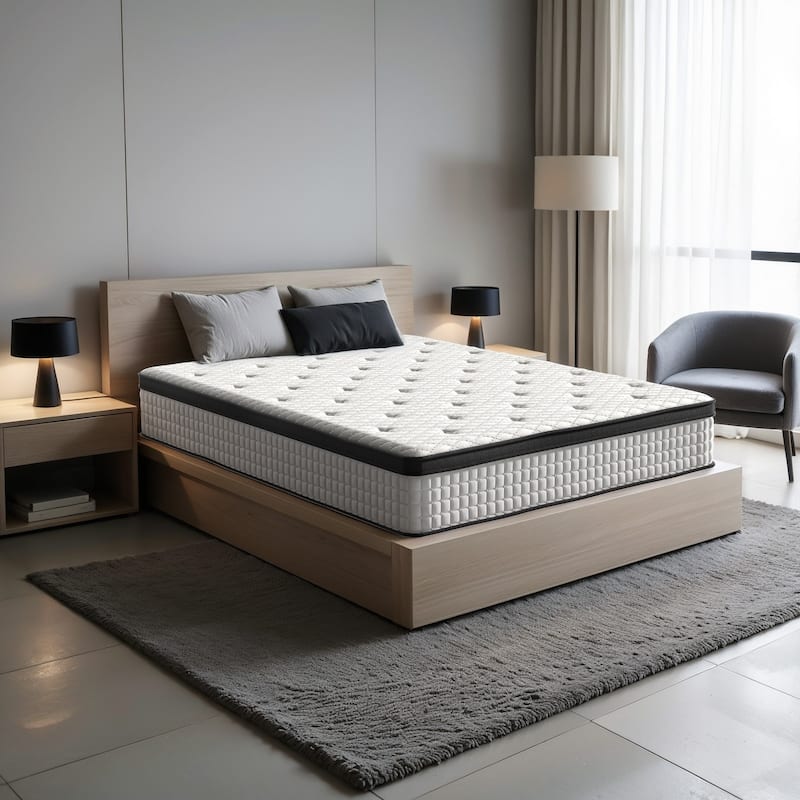 Pocassy 12" Hybrid Mattress Gel Memory Foam & Zone Pocket Coil Support