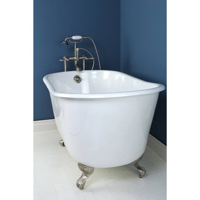 Kingston Brass Aqua Eden 53" Clawfoot Cast Iron Soaking Tub with