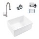 preview thumbnail 1 of 8, Austen Crisp White Fireclay 24" Farmhouse Apron Front Undermount Single Bowl Kitchen Sink with Pfirst Faucet Kit