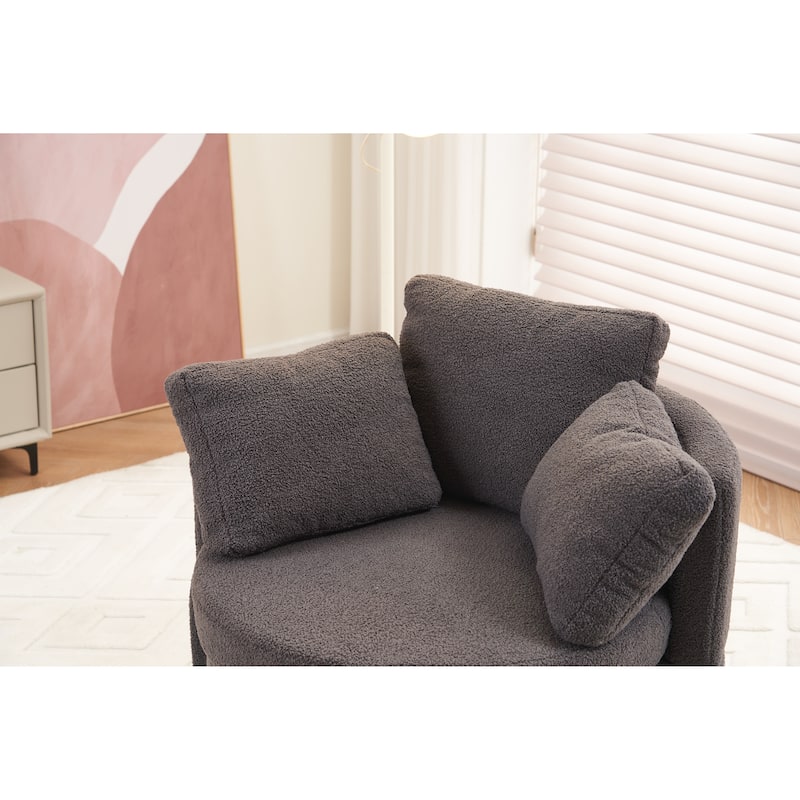 Swivel And Storage Chair With Back Cushion For Living Room