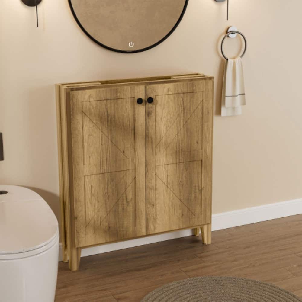 GDFStudio - Aero Modern Mid-Century Foldable Bathroom Vanity with Soft Close Function & Amper Storage Spaces, WITHOUT Sink