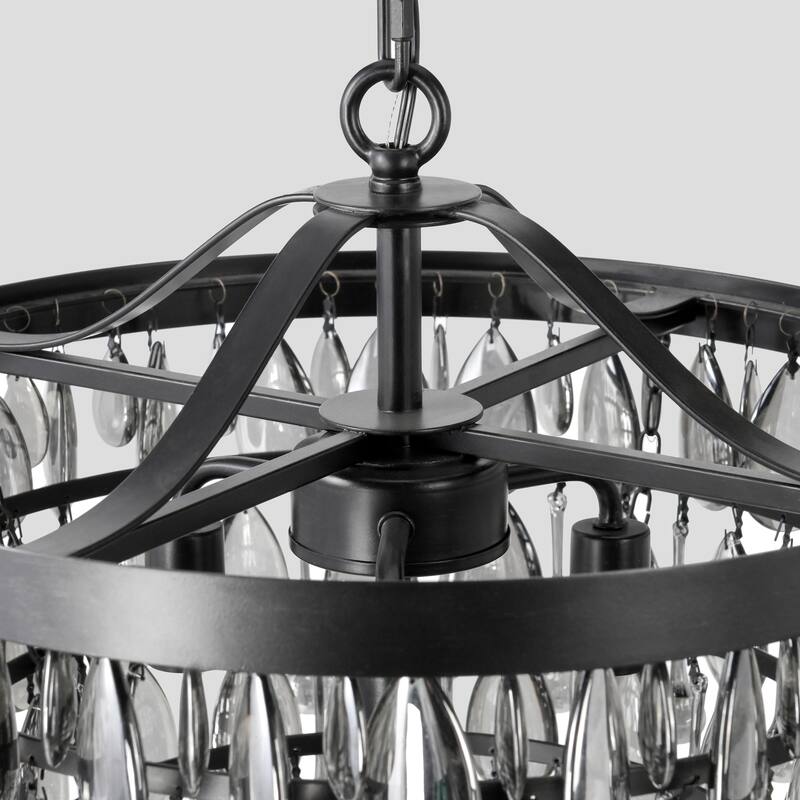 Renata Glass 4-Light Black Chandelier by Kosas Home