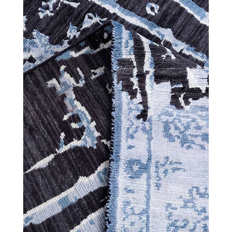 Modern One-of-a-Kind Hand-Knotted Area Rug - Black, 8' 2" x 10' 1" - 8' 2" x 10' 1"