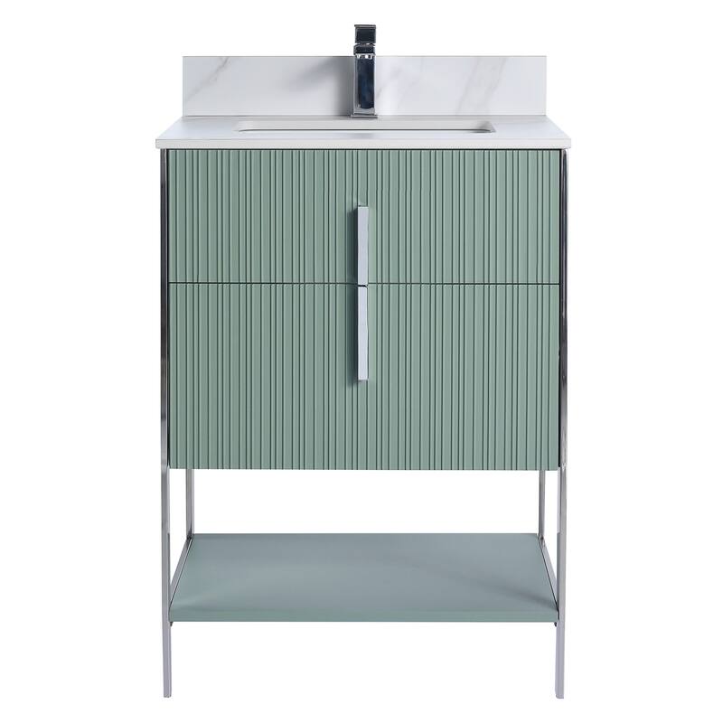 Fine Fixtures Serenity Modern Bathroom Vanity with White Carrara Stone Top