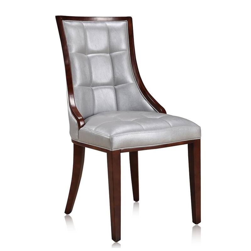 Fifth Avenue Cream and Walnut Faux Leather Dining Chair (Set of Two)