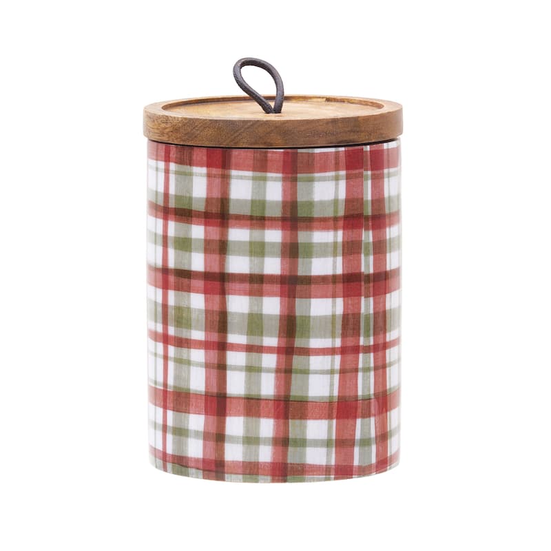 Poinsettia Xmas Mango Wood Canister Md