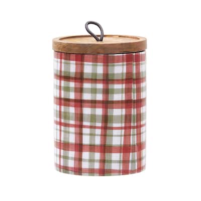 Poinsettia Xmas Mango Wood Canister Md