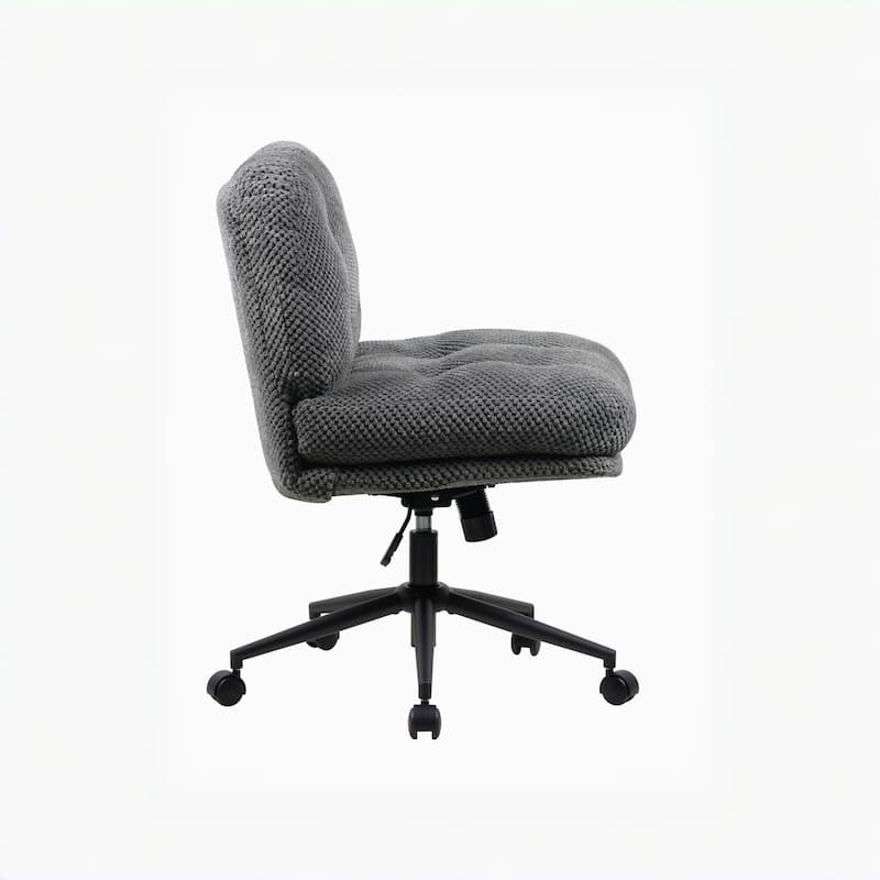 Modern Swivel Chair, Grey Cross-Legged Office Chair for Home & Vanity