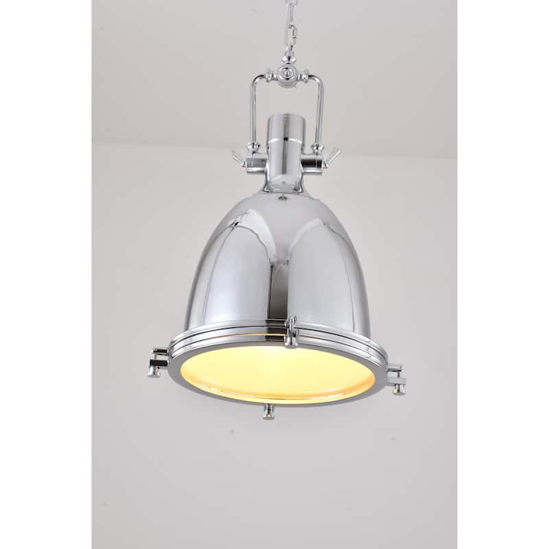 Pendant Light - Chrome Hanging Ceiling Fixture with Crystal Accents - Modern Interior Lighting - 9.5