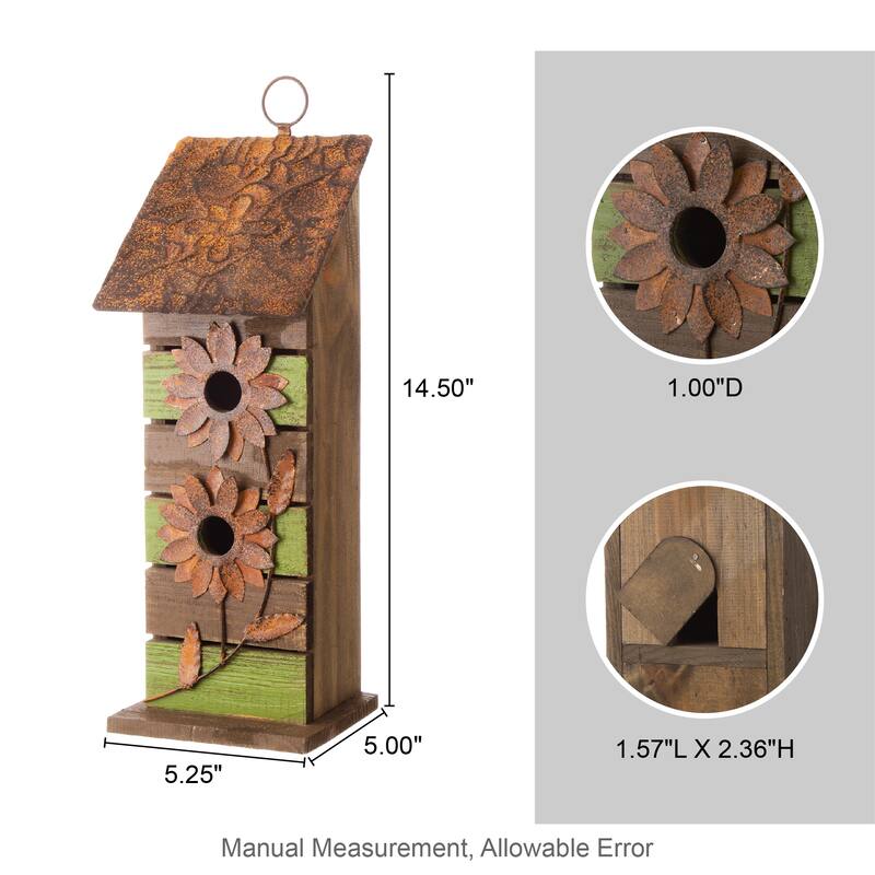 Glitzhome Hanging Distressed Solid Wood Birdhouse