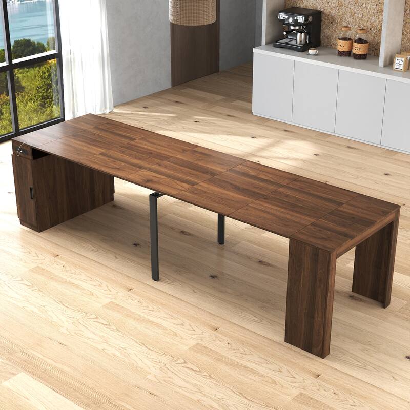 Foldable Dining Table for 6-12 People, Extends to 118 inchConsole Table Space Saving Dinette