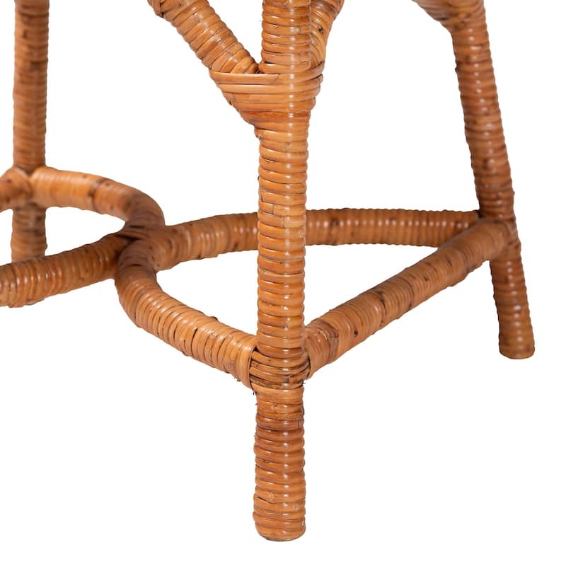 Trenton 5-Piece Rattan Dining Set - Round Wicker Table with Scallop Edge and 4 Side Chairs, Handwoven Boho Coastal Style