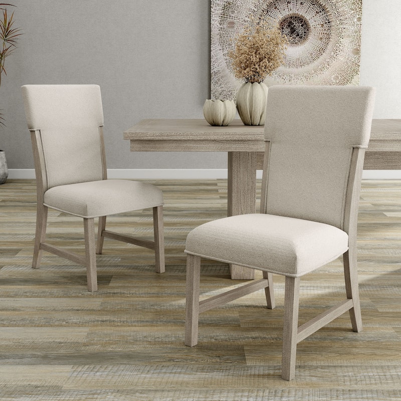 Furniture of America Yetaria Modern Farmhouse Natural Wood Upholstered Side Chair (Set of 2) - Natural