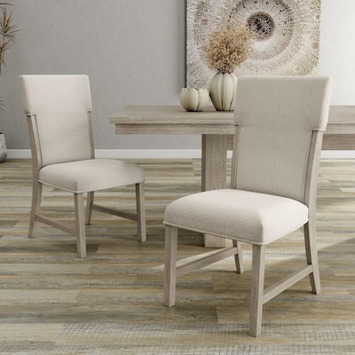 Furniture of America Yetaria Modern Farmhouse Natural Wood Upholstered Side Chair (Set of 2)