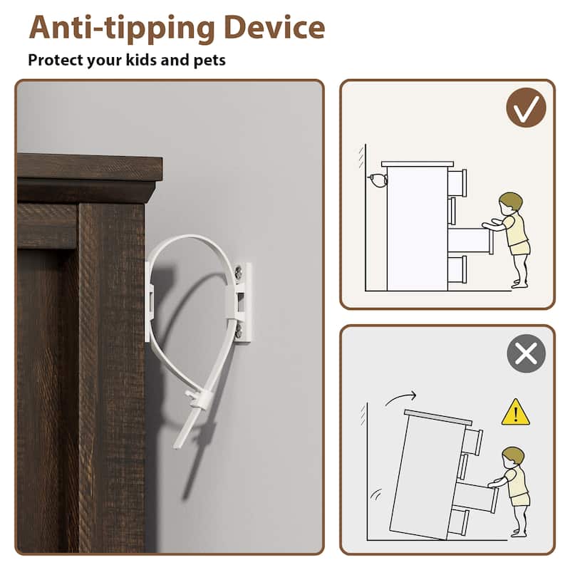 Farmhouse 6 Drawer Dresser for Bedroom, Vintage Dresser with Antique Handles