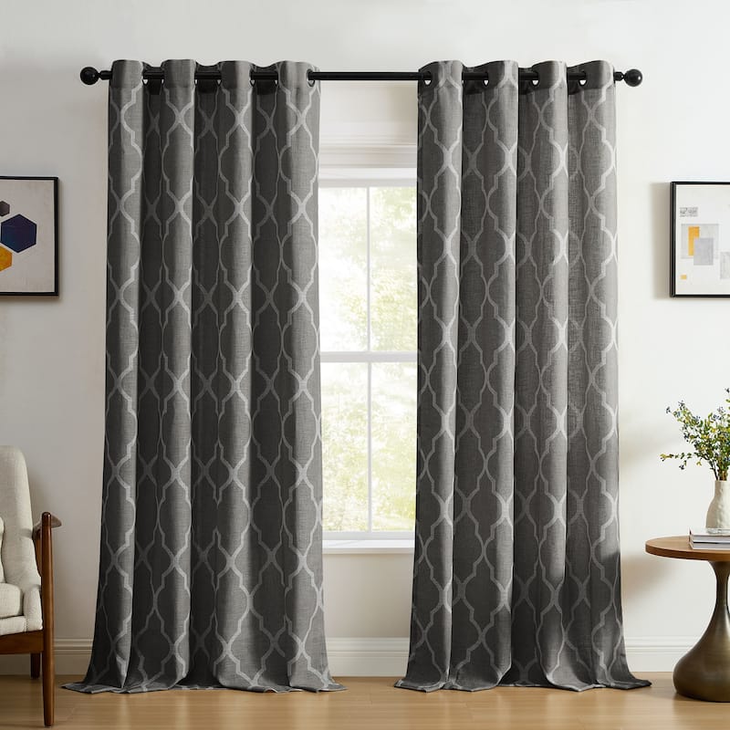 Elrene Medalia Grommet Top Curtain Panel - 52" W X 95" L - Dark Gray