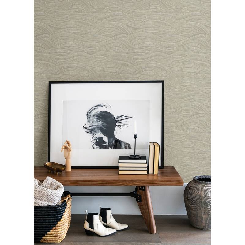A-Street Prints Leith Taupe Zen Waves Wallpaper