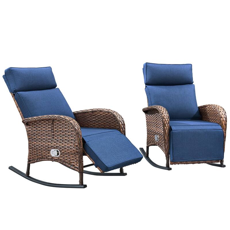 Pocassy Patio Rocker Chaise Lounge Chairs with Adjustable Backrest Set.