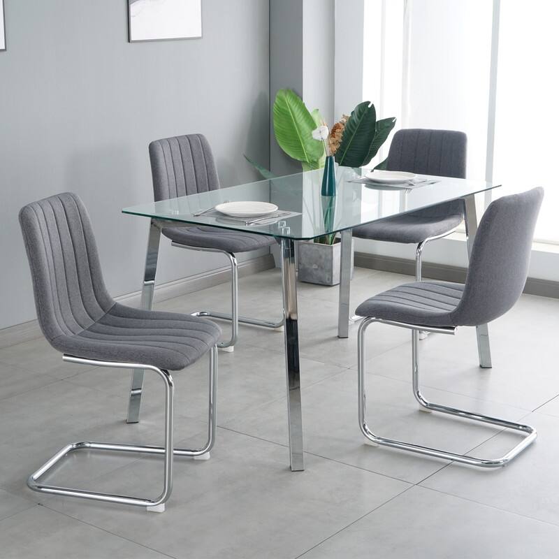 Modern/Simple Dining Chairs with Sliver Metal Base Set of 4